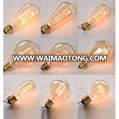 Cheap hot sale Chinese retro edison vintage light bulb antique filament lamp ST64,A19,G125,G90,G80,C35,ST58,ST64,BT53,T45,T30