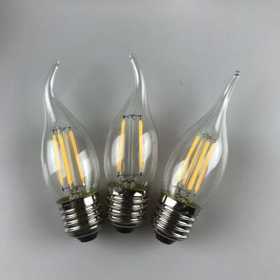 Vintage retro e27 led edison bulb filament light 2w 4wc35 tailed candle bulb 2700k