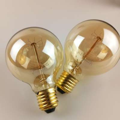 120V E26 Vintage Edison Light Bulbs Globe Round Antique Incandescent Lamp 40W Amber Glass Squirrel Cage Filament Bulb G95