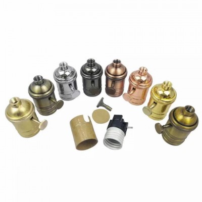 Wholesale Price Vintage Lamp Retro Socket Holder E26/E27 Lamp Base Gold/Silver/Copper 110-240v Knob Switch Base