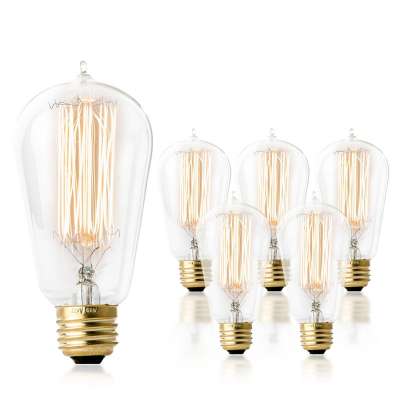 120V 60W Classic Squirrel Cage Filament Lamp Edison Bulbs ST58 Teardrop E26 Clear Glass Dimmable Vintage Incandescent Light Bulb