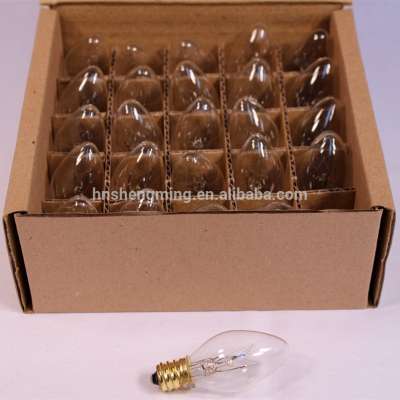 Night Light Bulbs C7 Clear Steady Burning 120V Bulb 4W 15W E12 Candelabra Base