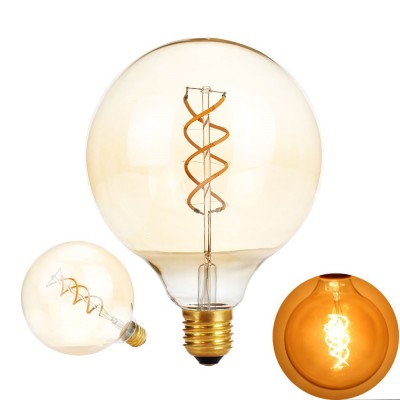 Dimmable Edison Filament LED Bulb E27 220V G125 Spiral Light Amber Retro Saving Bulb Vintage Lamp Chandelier LED Light