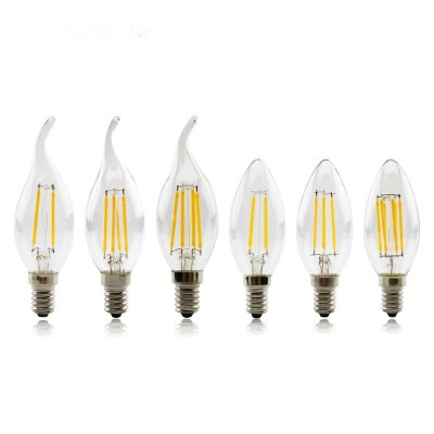 LED Bulb E14 2W 4W 6W 110V 220V 230V 240V C35 Glass Shell 360 Degree Vintage LED Candle Light C35L Edison LED Filament Lamp