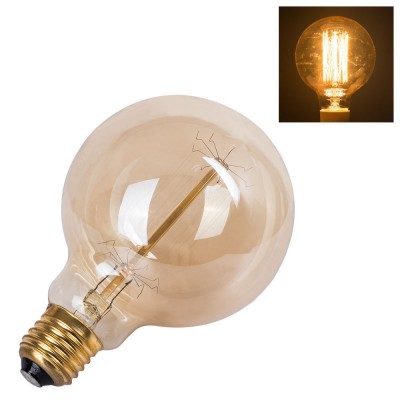 Vintage Tungsten Filament E27 60W Squirrel Cage Globe Edison Light Clear & Amber Bulb 220V G95