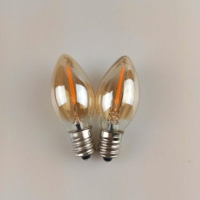 C7 LED Candle Lamp Amber Glass 1W 2200K E12 E14 Base Decorative String Lights Edison LED Filament Night Bulb